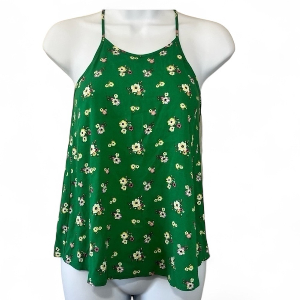 No Boundaries Green Floral Spaghetti Strap Tank Top XS - Picture 1 of 8